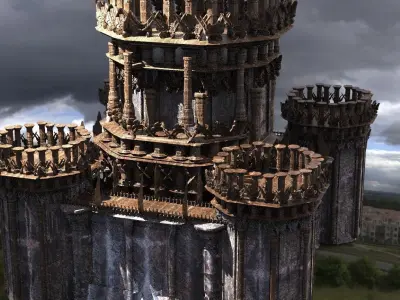 Grand Celtic Bridge Towers Kitbash Tall  3D model