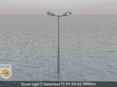 Street Light 5 Galvanized F2 M1 K0 A2 3000mm  Low-poly 3D model