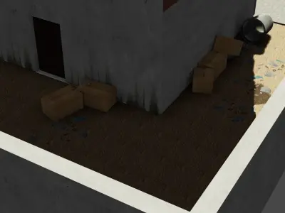 3-floor building Low-poly 3D model