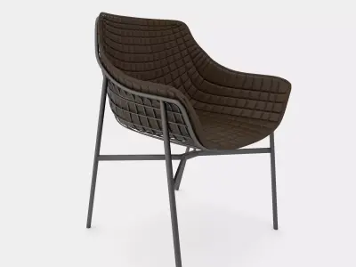 Outdoor summer leather armchair with steel grid 3D model