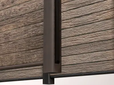 Wooden Modular Fence dark old damaged wood and new clean light Low-poly 3D model