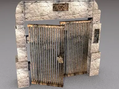 cemetery gate old door Low-poly 3D model