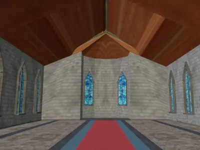 Church with stained glass windows 3D model