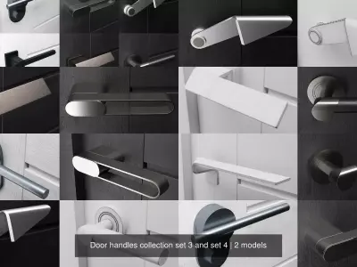 Door handles collection set 3 and set 4 3D Model Pack