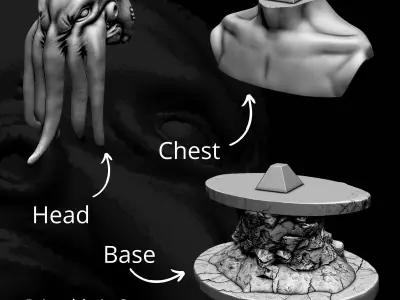 Bust sculpture of Cthulhu 3D print model