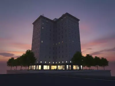 High-Rise Residential Building Low-poly 3D model