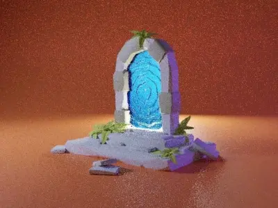 Portal door with light in it Low-poly 3D model
