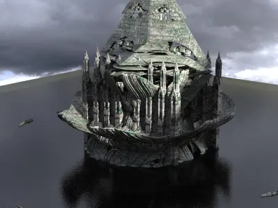Moss Ruins Tower Cathedral exterior 3 3D model