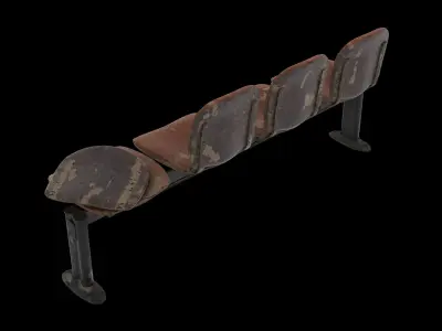 Waiting Room Chairs Abandoned Low-poly 3D model