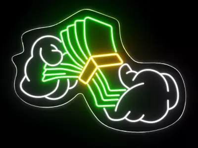 Hand Holding Money Neon Sign 3D model