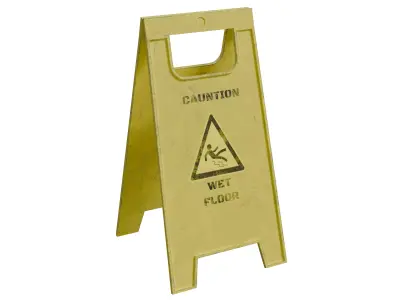 Sign Plate Caution Wet Floor Low-poly 3D model