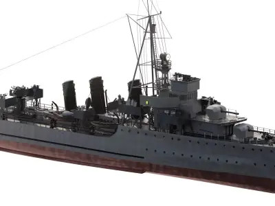 WW2 HEAVILY ARMED PATROL SHIP 3D model