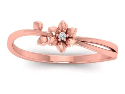 Solitaire Wedding Engagement Women Light Weight Flower Rings 3D print model 5