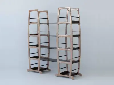 A low poly model of a bookcase Low-poly 3D model