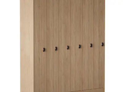 Wooden locker for changing room with electronic lock 3D model