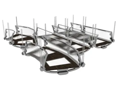 Suspended Glass Walkway Segments Low-poly 3D model