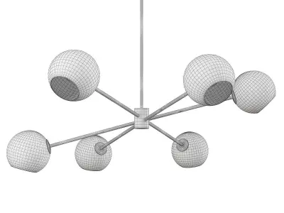 Staggered Glass 6-Light Chandelier - Milk Low-poly 3D model