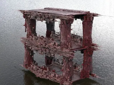 Ancient Sci-fi ruin Bridge 4 3D model