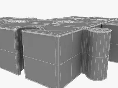 buzzi puzzle kids poufs 3D model