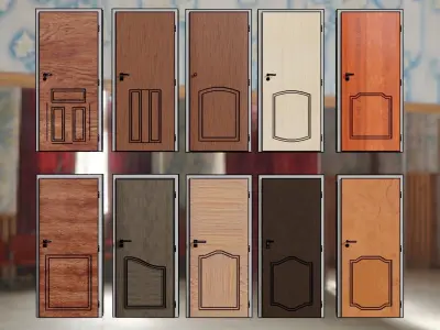 wooden door examples Low-poly 3D model