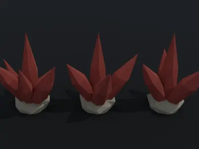 Cartoon fantasy crystals Polygonal Style Low-poly 3D model