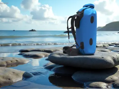 Floating Waterproof Dry Bag Backpack Standing Blue 