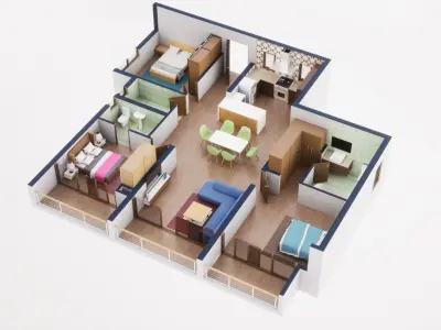 3D Floor Plan Model 54 3D model