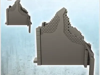 Ruined house with stairs and arch 13 - Modern WW2 WW1 World War  3D print model