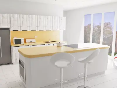 Modular sci fi kitchen 3D model