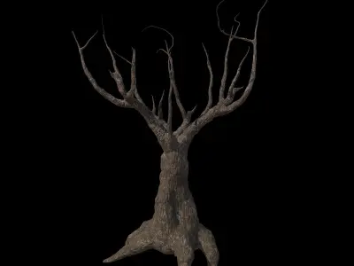 Scary  low poly trees kit with PBR workflow for V-Ray render Low-poly 3D model