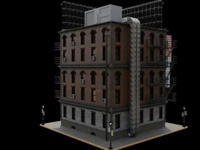 Modular Building Apartment Low-poly 3D model