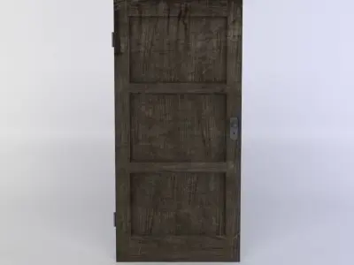 Door with three panels Low-poly 3D model