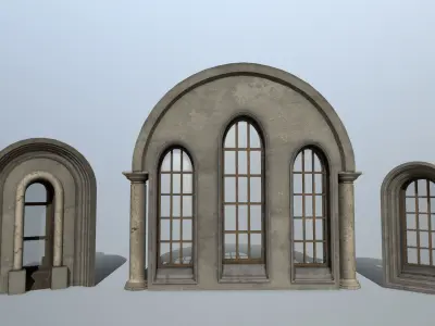 Medieval Window Set Low-poly 3D model buy