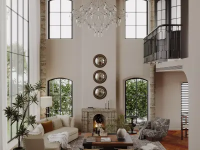 villa living room 3D model