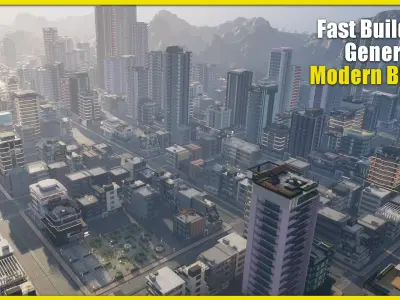 PBR - Collection of building model - Modern Block Low-poly 3D model