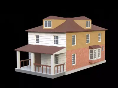 Suburban Building 5 Low-poly 3D model