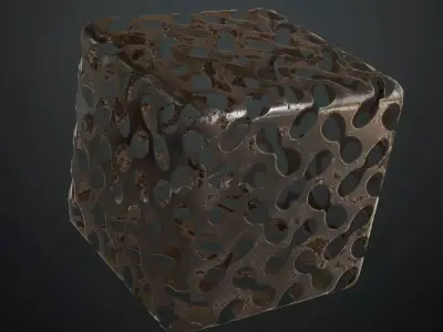 Weathered Organic-Link Metal Grill PBR Seamless Texture