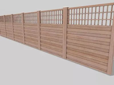 Modular Wooden Fence 5 Low-poly 3D model