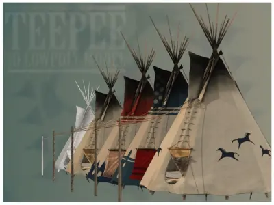 Teepee native american Low-poly 3D model