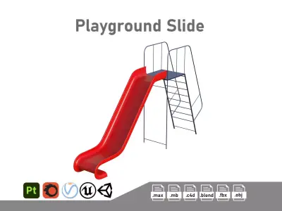 Red Playground Slide Low-poly 3D model
