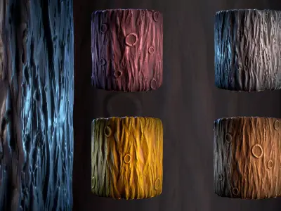 Tree Bark Stylized - VOL 08 - SBsar - Maps 3D model