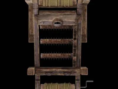 NANITE REAL-TIME MEDIEVAL STRETCHING RACK - TORTURE DEVICE Low-poly 3D model