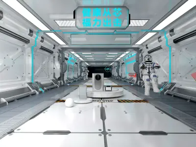 Science fiction internal spacecraft environment Low-poly 3D model purchase