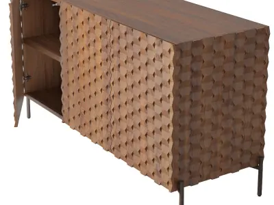 Crate and Barrel Raffael Small Carved Wood Media Console 3D model