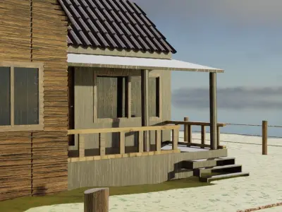 House Wood Without Texture Low-poly 3D model
