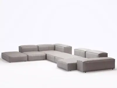 Extrasoft F leather sectional sofa 3D model