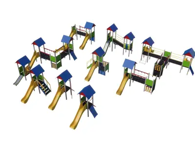 Kids Playground swing playset playhouse street workout PACK 3D model