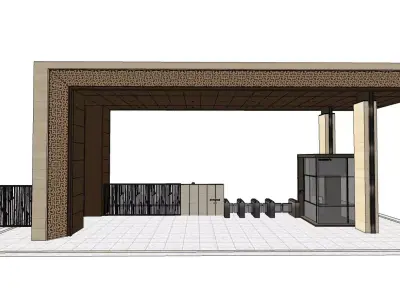Small gate house with check post 3D model