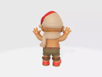 Festive Gingerbread Elf Character Mascot Low-poly 3D model
