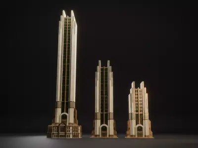 FANTASY ART DECO ARCHITECTURE CLASSIC 05 Low-poly 3D model